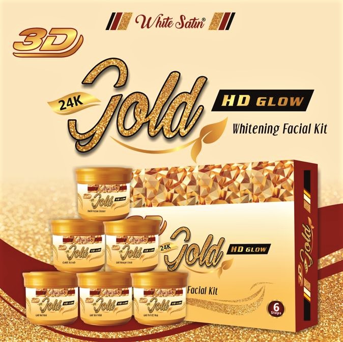 White Satin 3D Gold Facial Kit (6x300ml) | Original